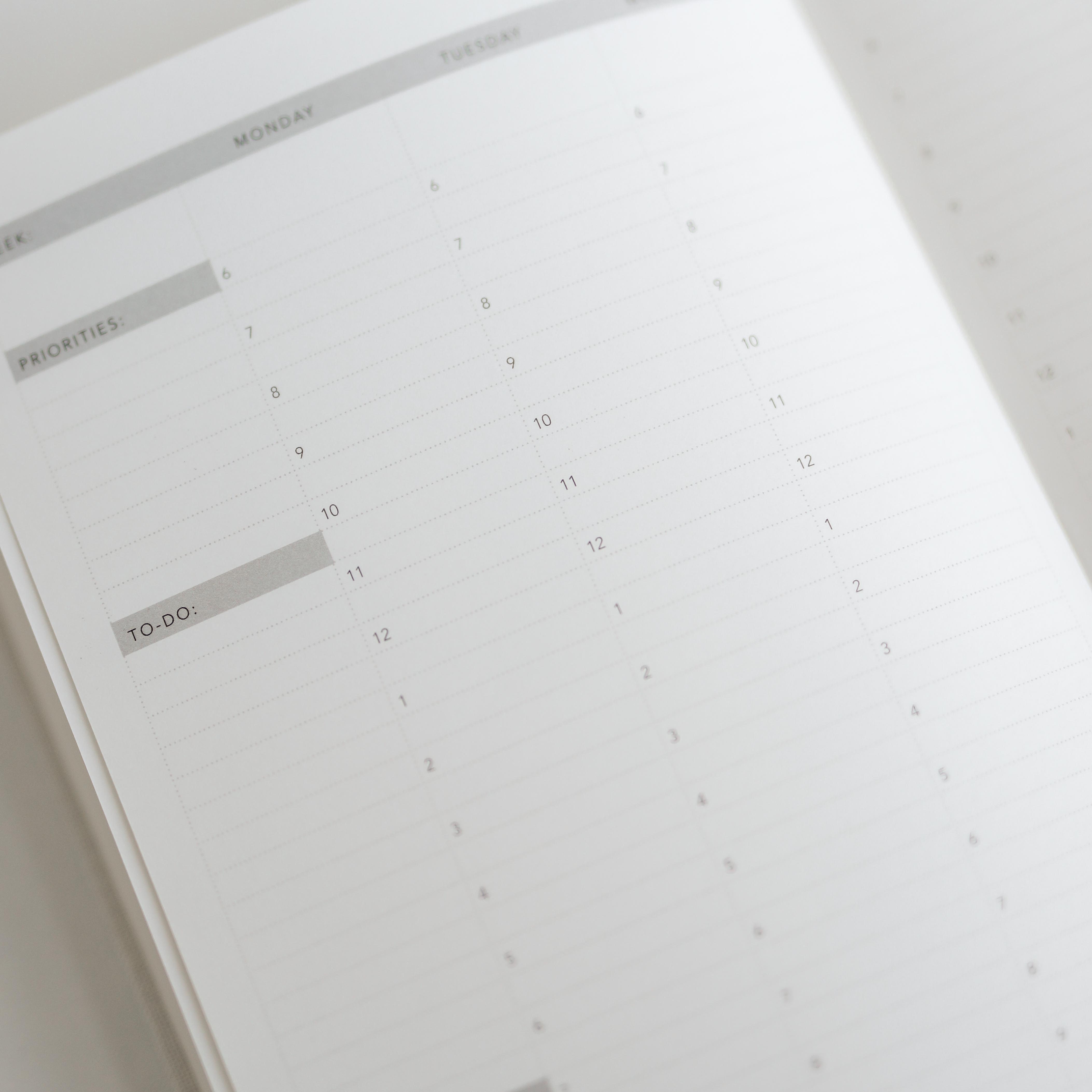 Calendar page with a minimalist design on a white background